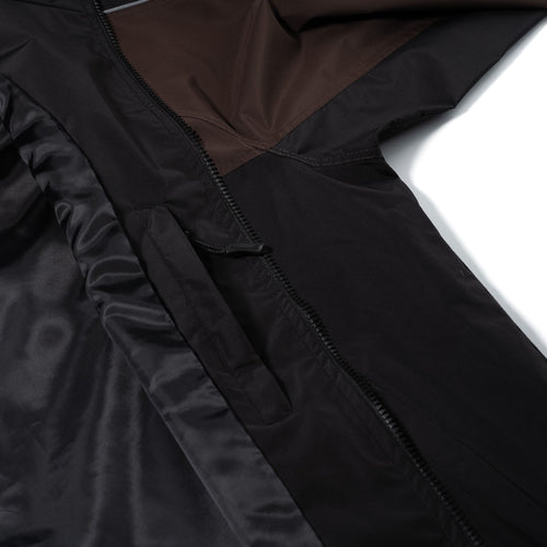 Patched Utility Hooded Jacket Black / Dark Brown