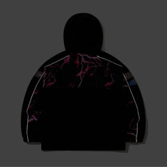Patched Utility Hooded Jacket Black / Thunder Pink