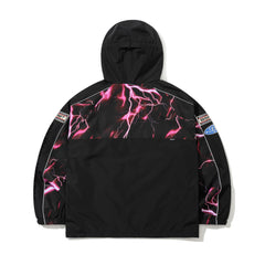 Patched Utility Hooded Jacket Black / Thunder Pink