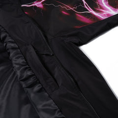 Patched Utility Hooded Jacket Black / Thunder Pink