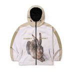 Hare1502 Art Print Hooded Jacket Cream Beige