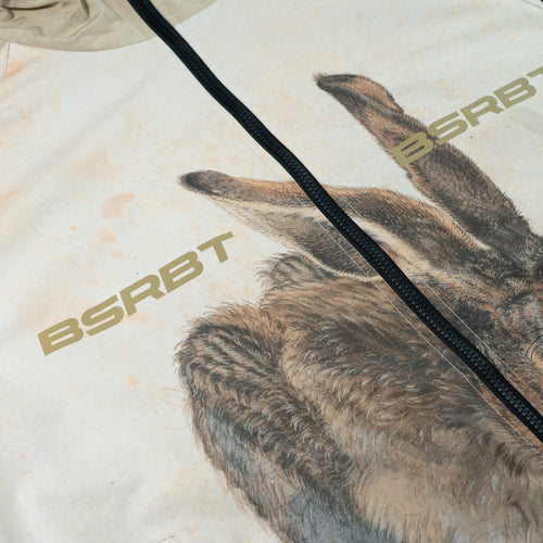 Hare1502 Art Print Hooded Jacket Cream Beige