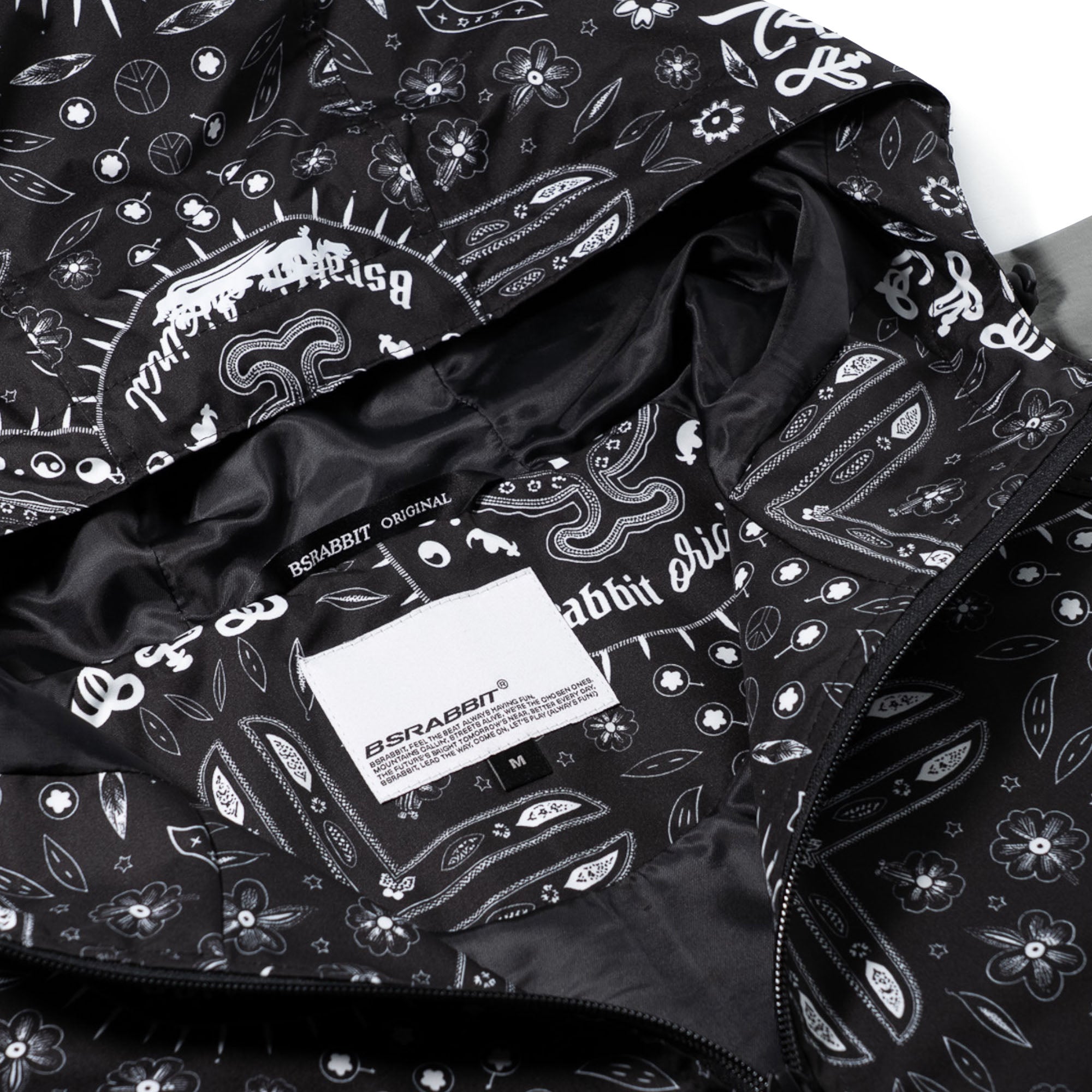 2526FW BSRABBIT Artistic Hooded Jacket Paisley Black