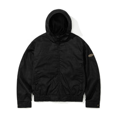 Rustic Charm Linen Hooded Jacket Black