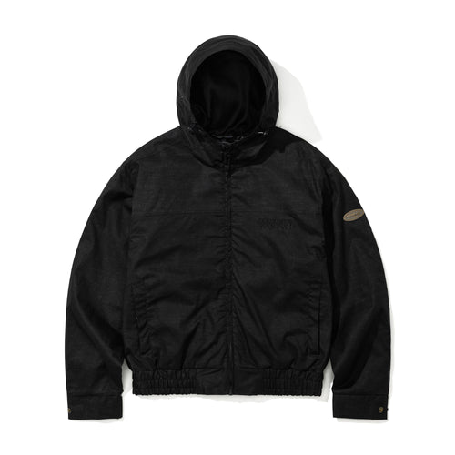 Rustic Charm Linen Hooded Jacket Black