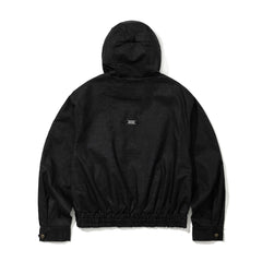 Rustic Charm Linen Hooded Jacket Black