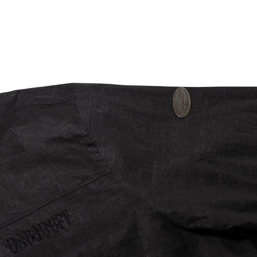 Rustic Charm Linen Hooded Jacket Black