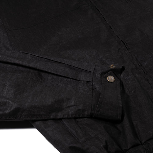 Rustic Charm Linen Hooded Jacket Black