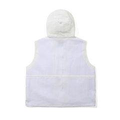 Big Pocket Hooded Vest White