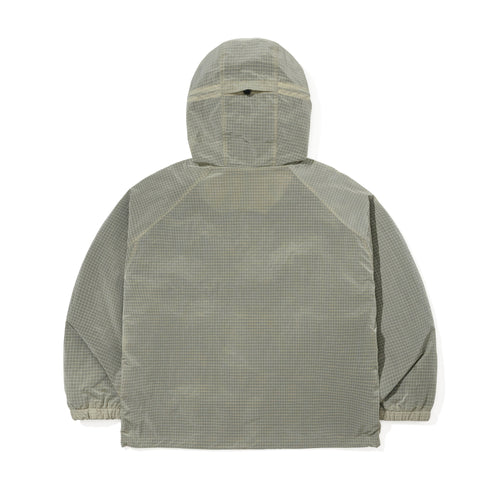 Shadow Grid Hooded Anorak Jacket Lime Gray