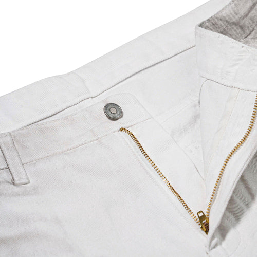 Rabbit Graffiti Barrel-Leg Vintage-Washed Denim Pants White