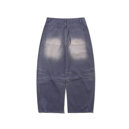 Barrel-Leg Vintage-Washed Denim Pants Ash Purple