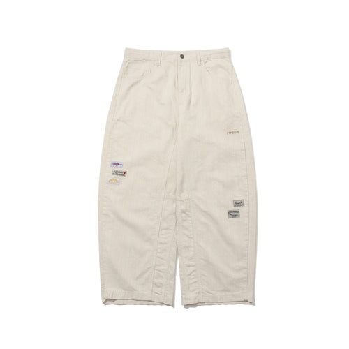Barrel-Leg Logo Patch Pants Ivory