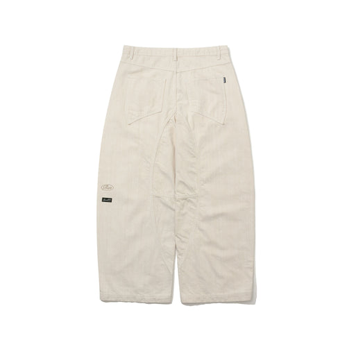Barrel-Leg Logo Patch Pants Ivory