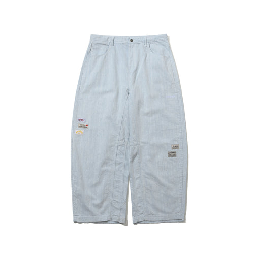 Barrel-Leg Logo Patch Pants Sky