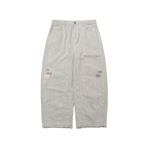 Barrel-Leg Logo Patch Pants Brown