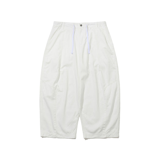 Wide-Leg Drawstring Cotton Pants White