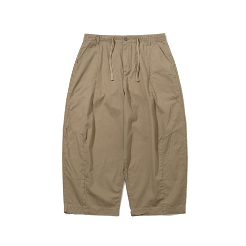 Wide-Leg Drawstring Cotton Pants Ash Khaki