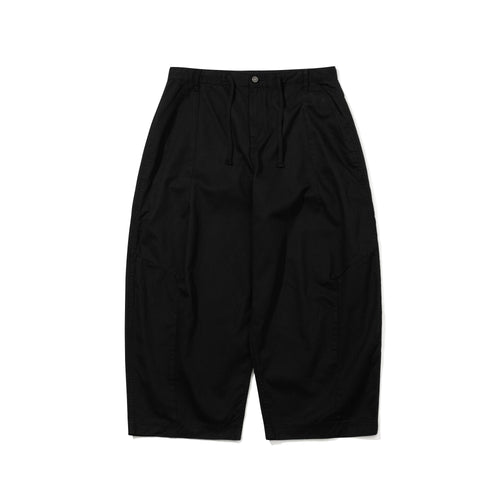 Wide-Leg Drawstring Cotton Pants Black