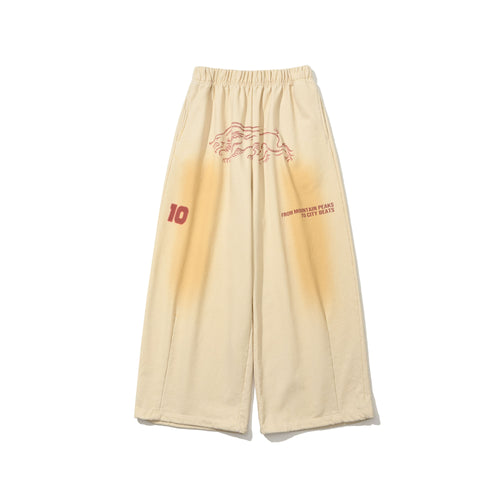 Oil-Washed Graphic Pants Ivory