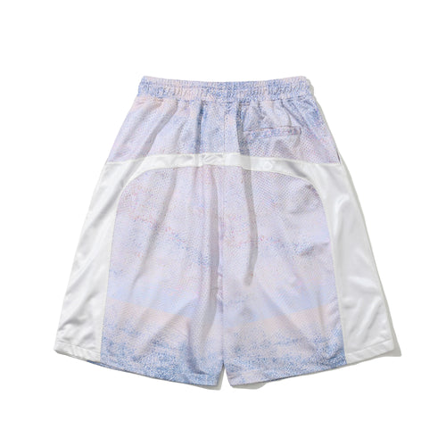 Color-Block Mesh Track Shorts Sky