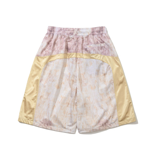Color-Block Mesh Track Shorts Beige