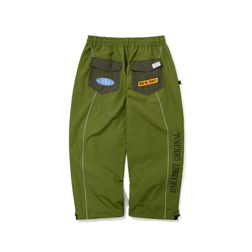 Patched Utility Super Wide Ventilation Pants Green