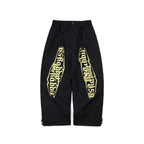 Vertical Print Super Wide Ventilation Pants Black