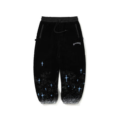 Smoking Rabbit Fleece Wide Jogger Pants Black