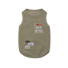 Logo Patch Washed Pet Sleeveless Top Light Khaki