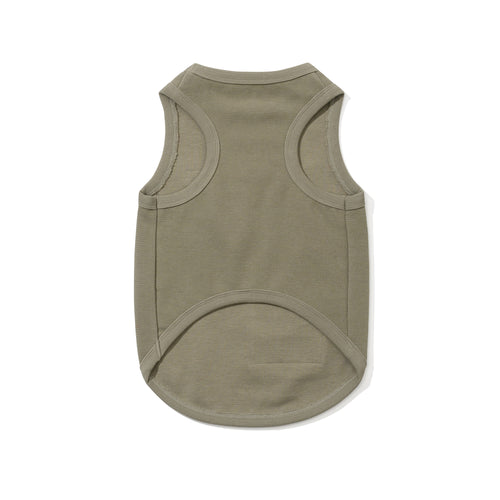 Logo Patch Washed Pet Sleeveless Top Light Khaki