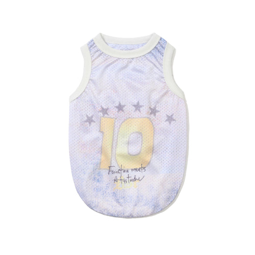 Graphic Mesh Pet Sleeveless Top Sky