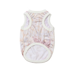 Graphic Mesh Pet Sleeveless Top Beige