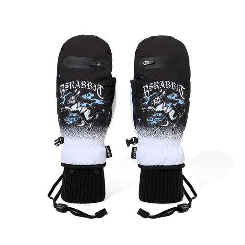 Smoking Rabbit Zip Pocket Mittens Black