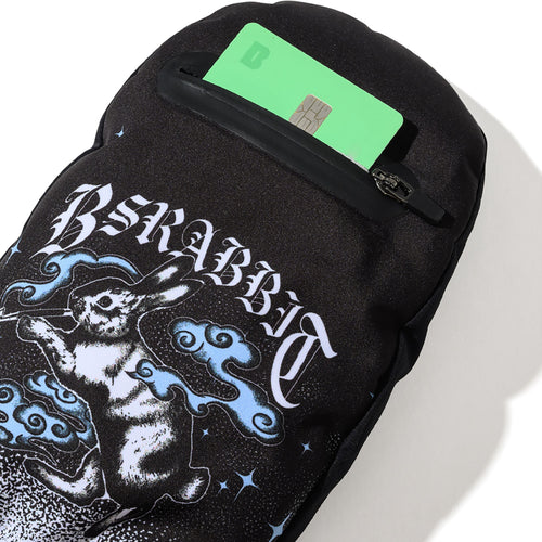 Smoking Rabbit Zip Pocket Mittens Black