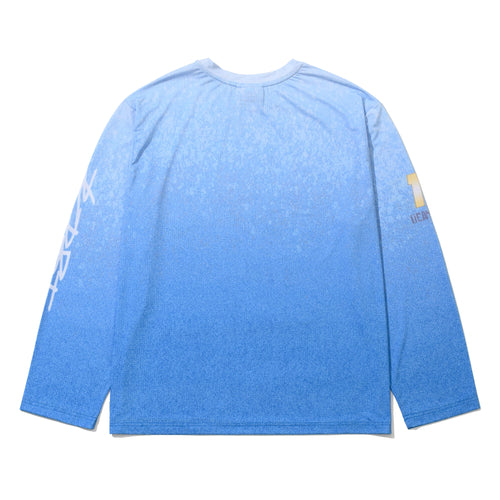 Color-Block Mesh Long Sleeve Sky