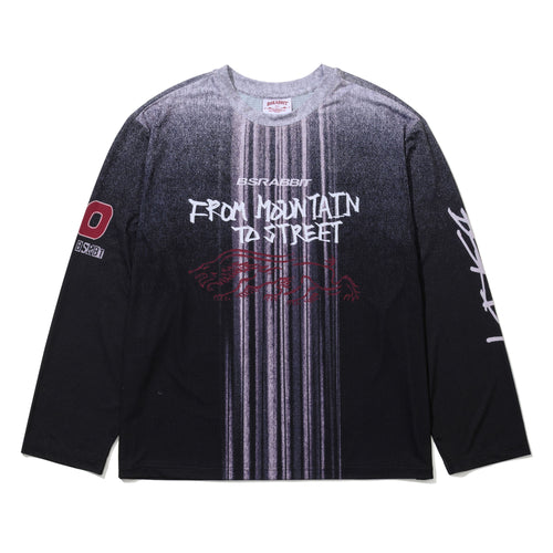 Color-Block Mesh Long Sleeve Black