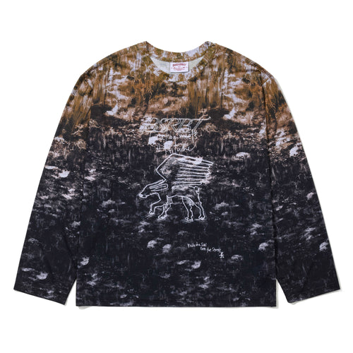 Color-Block Mesh Long Sleeve Floral Mustard