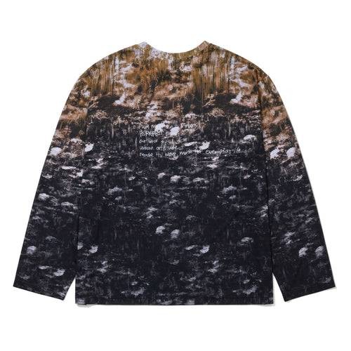 Color-Block Mesh Long Sleeve Floral Mustard