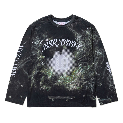 Color-Block Mesh Long Sleeve Smoky Moss