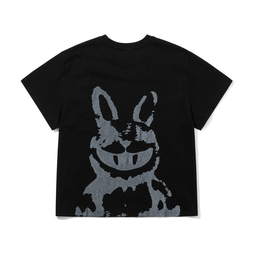 Back Big Trippy Rabbit Shadow Print SST Black