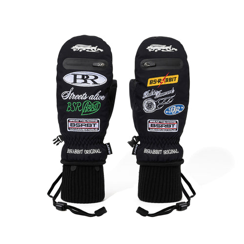 Variety Patch Zip Pocket Match Up Mittens Black