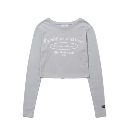 Rabbit Hole Logo Women's Crop Long Sleeve Pale Gray