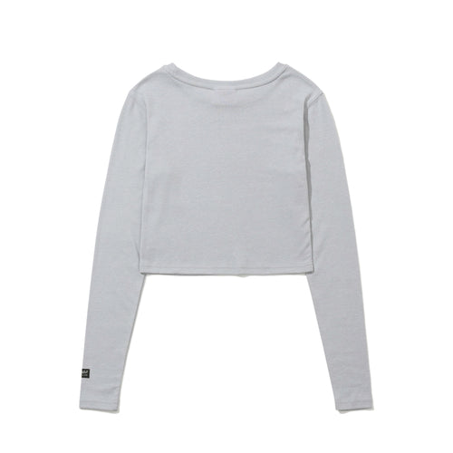 Rabbit Hole Logo Women's Crop Long Sleeve Pale Gray