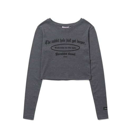 Rabbit Hole Logo Women's Crop Long Sleeve Light Charcoal