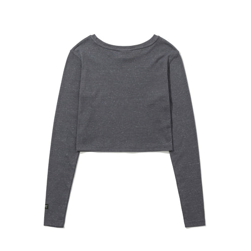 Rabbit Hole Logo Women's Crop Long Sleeve Light Charcoal