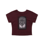 Renaissance Rabbit Print Women's Short Crop SST Burgundy