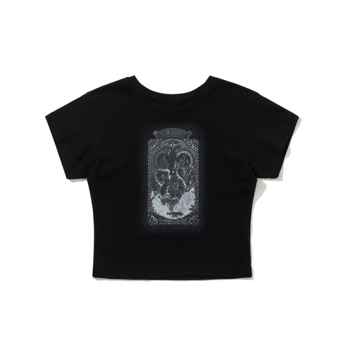 Renaissance Rabbit Print Women's Short Crop SST Black